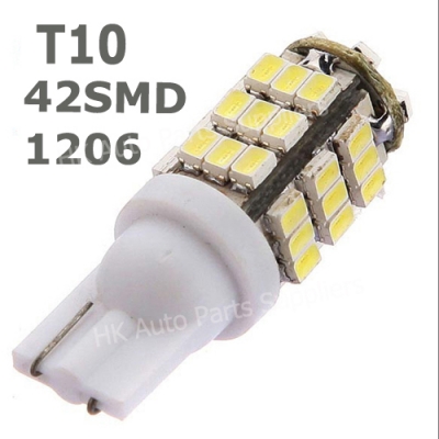 100pcs/lot car led t10 42 smd leds car led light bulbs w5w 194 1206/3020 42smd 42led white color side interior bulb