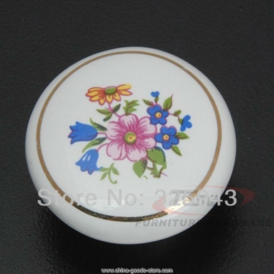 10pcs pastroal european white flower ceramic knobs pulls kitchen cabinets dresser drawer handles furnitrue hardware