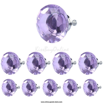 10xdiamond shape crystal glass drawer cabinet pull handle knob light purple k5bo