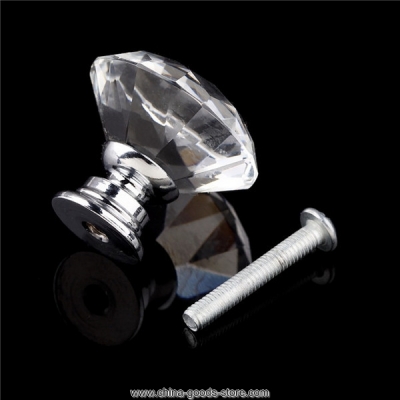 1pack/ 10pcs crystal glass 30mm diamond shape knob cupboard drawer pull handle