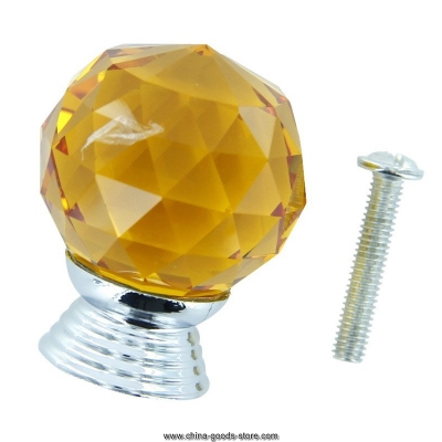 1pcs crystal drawer/cabinet/door pull/knob/handle (deep yellow)