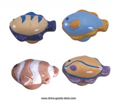 4pcs ceramic fish kids dresser knobs pulls children room drawer handles furniture knob ceramic kitchen cabinet knobs