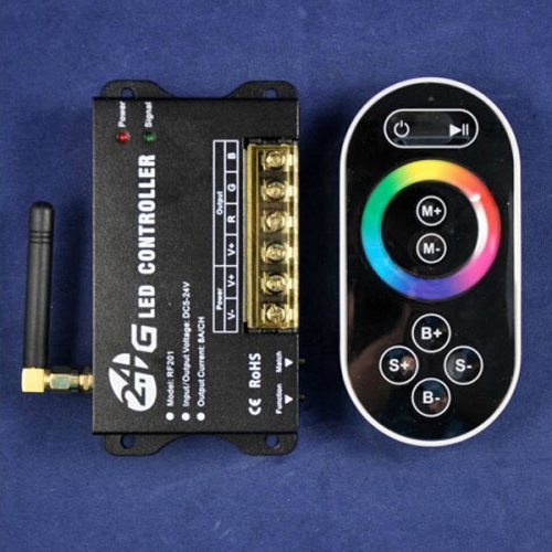 dc12-24v 8a/ch 2.4g led rgb full color controller with wireless rf wheel touch panel remote control ysl-rf201