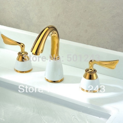 franco gold plated 3 pcs bathroom mixer tap