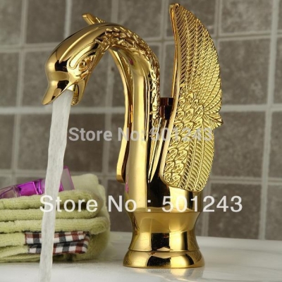 franco swan style golden polished single lever bathroom mixer tap qh2012g