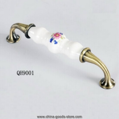 qh9001 128mm 5.04" 1pc blue flowers ceramic cupboard knob wardrobe door pulls handles