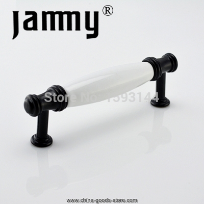 2 pcs for 96mm white cermaic matte black zinc alloy furnitures handles,cabinet pulls with best quality