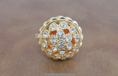 2pcs luxury gold flower diamond crystal knobs shiny hardware drawer pulls shower handle
