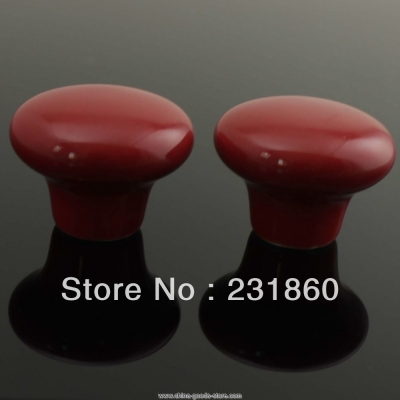 4 x red round ceramic door knobs cabinets drawer bedroom cupboard pull handle