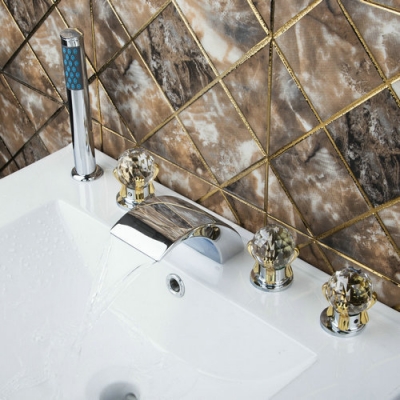 diamond handle bathroom waterfall chrome finish tub shower bathtub faucets 11tt2 deck shower bathroom brass faucet,mixers &taps
