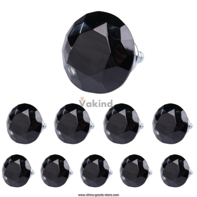 v1nf 10x 40mm diamond shape crystal glass drawer cabinet pull handle knob black