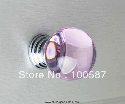 10pcs/lot k9 crystal kitchen cabient door knob pink crystal(d: 30mm)
