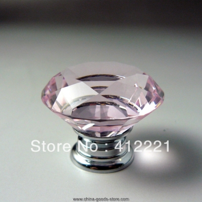 10pcs/lot size 50mm factory whole real pink diamond feature crystal bedroom furniture knob pull
