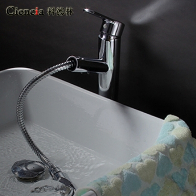 2014 rushed ceramic banheiro bc6115a plating pull out basin faucet,basin mixer, tap,water tap,bathroom faucet