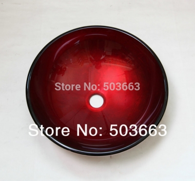 deck mount temepered glass red round hand-painted victory vessel wash basin sink bathroom basin mf-774