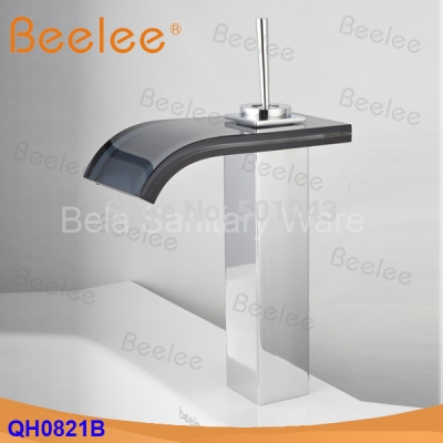 +deck mounted single lever chrome finish solid brass bathroom basin sink faucet glass spout mixer tap(qh0821b)