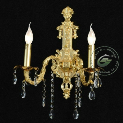 golden crystal candle wall lamp with 2 lights,