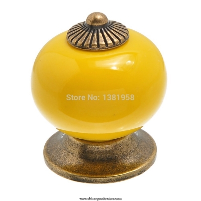 panda a set of 5 yellow round ancient bronze ceramic hardware drawer knobs handles pulls 38x33mm
