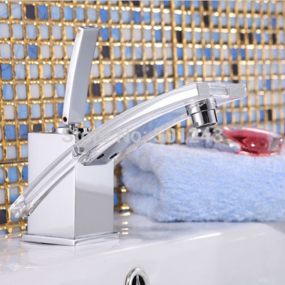 torneira modern bathroom faucet basin mixer brass glass tap chromed