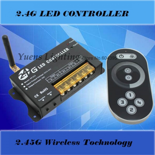 2.4ghz dc12-24v 16a 2.4g led light single color dimmer brightness controller with rf touch panel wheel remote