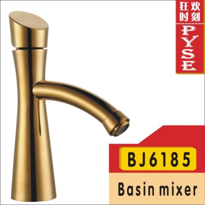 2014 top fashion single hole ceramic contemporary batedeira bj6185 gold plated faucets basin faucet
