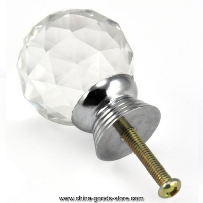2pcs crystal glass door knobs drawer cabinet furniture kitchen handle - clear, in stock,