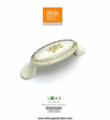 (4 pieces) viborg ceramic+zinc alloy cupboard cabinet door handles pulls knobs, drawer handles pulls knobs, ivory white, tk-905b
