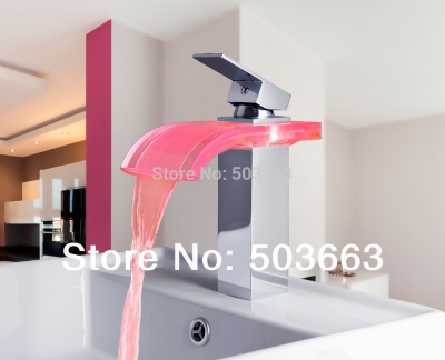 construction real estate best led water power waterfall chrome brass single handle bathroom sink mf-1028 mixer tap faucet