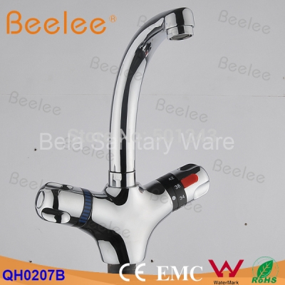 dual handle thermostatic kitchen faucet intelligent temperature control thermostatic kitchen mixer tap new arrival (qh0207b)
