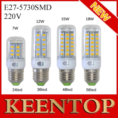 e27 smd 5730 7w 12w 15w 18w corn lamps 24led 36led 48led 56led bulb pendant light spotlight wall downlight high bright 4pcs/lot