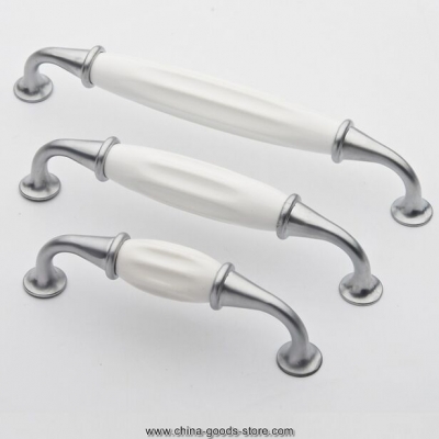 160mm kichen cabinet handle white ceramic drawer pull matte silver dresser cupboard wardrobe furniture handles pulls knobs