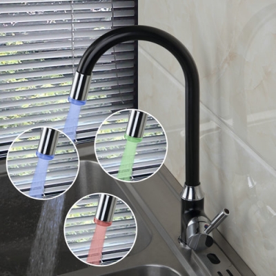 3 colors kitchen cozinha torneira led light chrome swivel 8054b deck mount single hole faucets,mixer tap