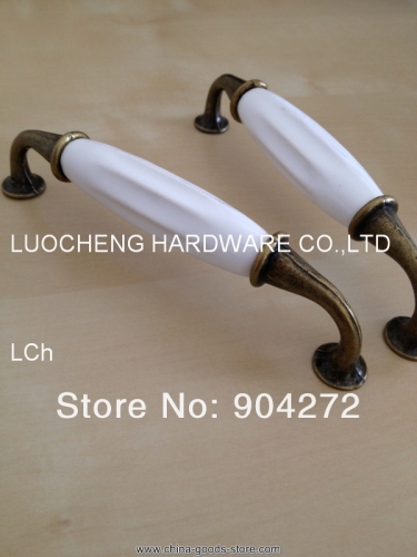 50 pcs/lot hole to hole 128mm pearl white ceramic handles cabinet knob door knobs zinc knobs