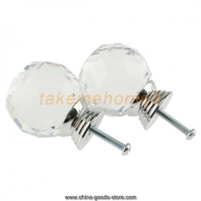 5pcs 40mm crystal glass cabinet knob drawer pull handle kitchen door wardrobe wo