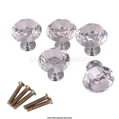 5pcs shiny transparent knob faux crystal knob pull handle