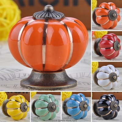 7 colors pumpkin ceramic knob for kids/ children, kitchen ceramic door cabinets cupboard knob and handles 20mhm375