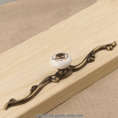 ceramic golden cabinet wardrobe cupboard knob drawer door pulls handles mbs346-2
