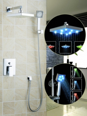 torneira led light 8"bathroom 50214-43sa contemporary shower faucet set wall mounted rainfall bathtub hand mixer tap 338
