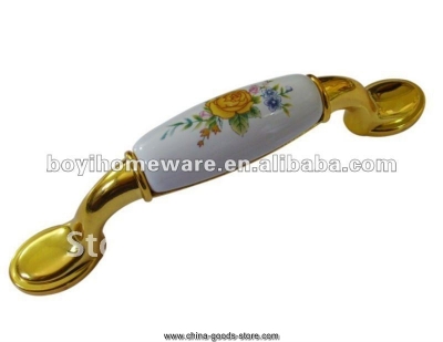 yelow rose ceramic handle knob bathroom accessory whole and retail discount 50pcs/lot a42-bgp