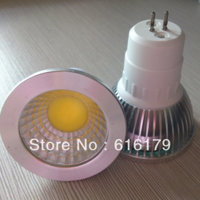 50pcs/lot cob led spotlight gu5.3 5w ce rohs 2 years warranty,aluminum housing,dimmable only