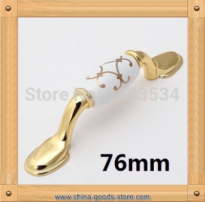 5pcs 76mm ceramic handle golden color kitchen furniture handle cabinet handle drawer handle golden color