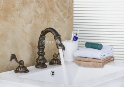 96101/5 wash basin double handles antique brass waterfall deck mount bathroom basin sink bathtub mixer tap faucet