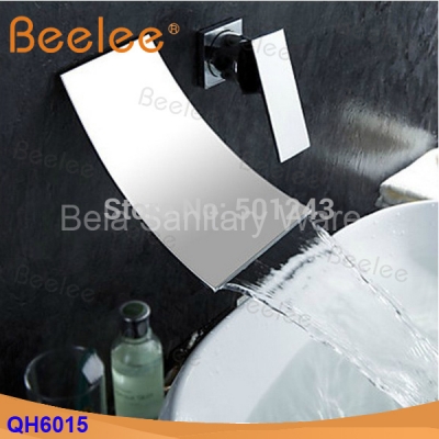 chrome brass widespread wall mount dual handle faucet mixer tap waterfall bathroom basin faucet (qh6015)