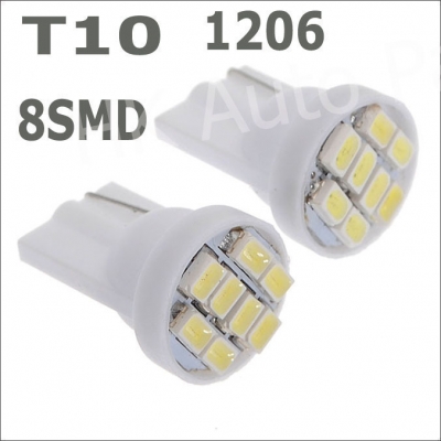 new 500pcs white 8 smd 1206/3020 t10 led wedge car lights bulbs 912 921 auto bulb 8smd 8led