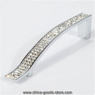 160mm luxury diamond furniture decoration handle crystal kichen cabinet wardrobe door pull handle shiny silver dresser pull 6.3"