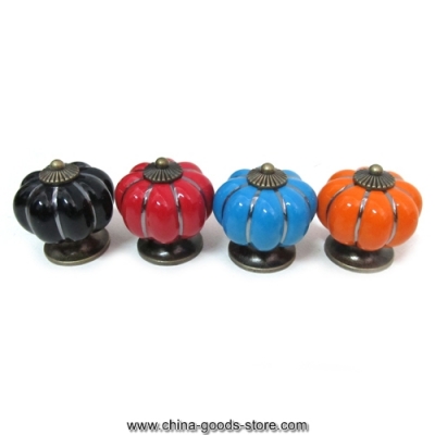 40mm kitchen ceramic door cabinets cupboard pumpkins knobs handles pull drawer 5 colors [Door knobs|pulls-1179]