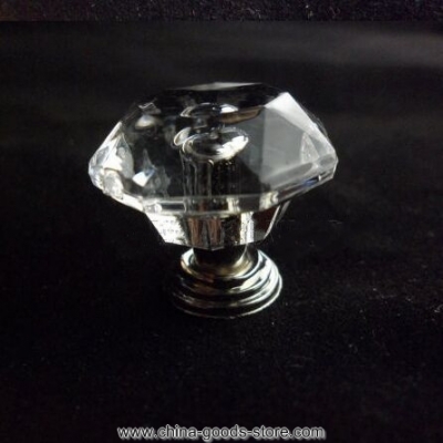 clear acrylic diamond shape head furniture knob handle 25mm shiny silver crystal drawer dresser kichen cabinet knob pull handles