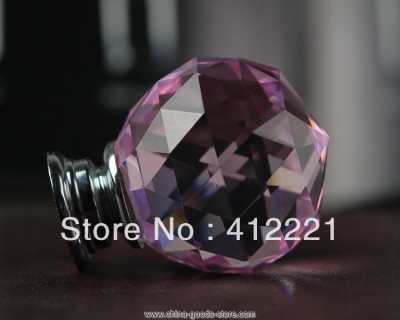 fashion modern 10 pcs 30mm crystal pink stone small handle knob in chrome