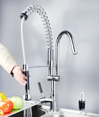 us ouboni brand new kitchen faucet 8525-1/7 torneira da cozinha with &cold water mixer luxury double spout chrome mixer taps