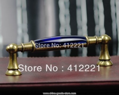 10pcs 128mm pitch bue round crystal glass blue pull new design on taobao for furniture drawer cabinet